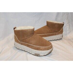 UGG WOMEN'S SUEDE SHEARLING LINED DAZE PLATFORM BOOTS CHESTNUT US 12 $180